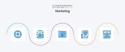 pacote de ícones de marketing azul 5, incluindo arquivo. pencle. telefone. página. esboço vetor