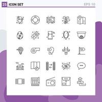 conjunto de 25 ícones de interface do usuário modernos, símbolos, sinais para direções, mapa, diploma, investimento, dólar, elementos de design de vetores editáveis