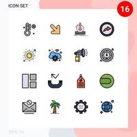 conjunto de 16 ícones de interface do usuário modernos, símbolos, sinais para o link de aptidão do sol, dlc, elementos de design de vetores criativos editáveis
