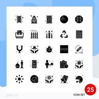 conjunto de 25 símbolos de símbolos de ícones de interface do usuário modernos para desenvolvimento ciência ampulheta mundo esporte elementos de design de vetores editáveis