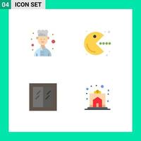 4 pacote de ícones planos de interface de usuário de sinais e símbolos modernos de avatar interior pacman play celebração elementos de design de vetores editáveis