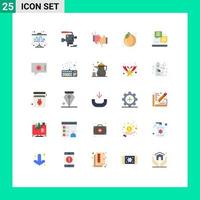 pacote de interface do usuário de 25 cores planas básicas de desenvolvimento caixa de verão luvas de comida elementos de design vetorial editáveis vetor