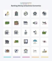 dinheiro bancário criativo e economia de negócios 25 linhas cheias de ícones, como renda. finança. Federal. dinheiro. fluxo vetor