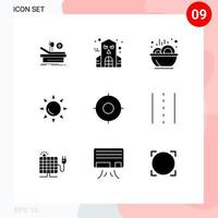 9 ícones criativos sinais modernos e símbolos de elementos de design de vetores editáveis de comida essencial de interface do usuário