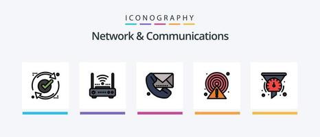 rede e linha de comunicação cheia de 5 ícones incluindo órbita. satélite. mundo. atualizar. bom. design de ícones criativos vetor