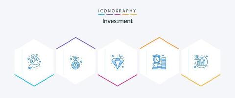 investimento 25 pacote de ícones azuis incluindo seo. investimento. gema. dinheiro. moedas vetor