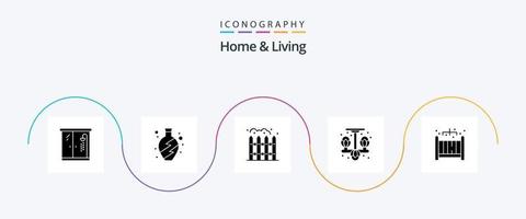 pacote de ícones home and living glyph 5 incluindo . berço. cerca. vivendo. cabide vetor