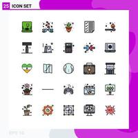 Conceito de cor plana de 25 linhas preenchidas para sites móveis e aplicativos de relatórios de incêndio, dados de página de flores, elementos de design vetorial editáveis vetor