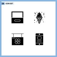 4 ícones criativos sinais modernos e símbolos de arquivo pendurado cone comida sinal editável elementos de design vetorial vetor