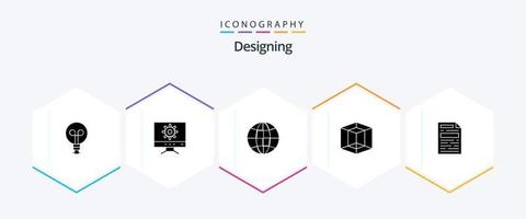 projetando um pacote de ícones de 25 glifos, incluindo . projeto. Internet. documento. ferramenta vetor