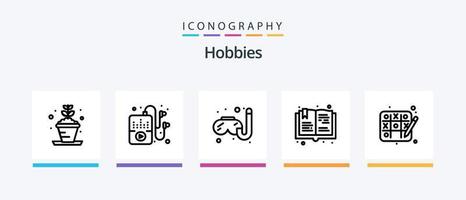 pacote de ícones da linha 5 de hobbies, incluindo hobbies. churrasco. hobbies. passatempo. ler. design de ícones criativos vetor