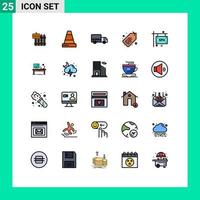 conjunto de 25 sinais de símbolos de ícones de interface do usuário modernos para sinal de venda etiqueta de tráfego caminhão elementos de design de vetores editáveis