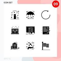 9 glifos sólidos vetoriais temáticos e símbolos editáveis do usuário de seta de construção fab aprendendo elementos de design vetorial editáveis vetor