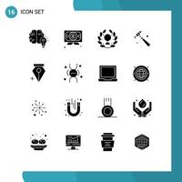 16 ícones criativos, sinais modernos e símbolos de elementos de design vetorial editável de folha de construção de prêmio de ferramenta âncora vetor