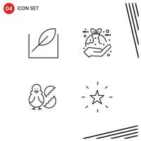 4 ícones criativos sinais modernos e símbolos de elementos de design de vetores editáveis de mão de frango de folha de frango