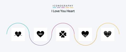 Pacote de ícones de glifo de coração 5, incluindo amor. presente. amor. favorito. amor vetor