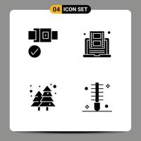 conjunto de 4 sinais de símbolos de ícones de interface do usuário modernos para elementos de design de vetor editável de parque de vídeo de educação de cidade de cinto