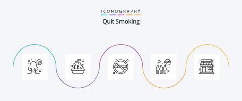 parar de fumar linha 5 pacote de ícones, incluindo não permitido. bloquear. banido. banido. reunião vetor