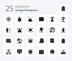 estratégia e gerenciamento 25 pacote de ícones de glifos sólidos, incluindo rota de direção. mapa. Sino. terra. sucesso vetor