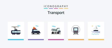 pacote de ícones de 5 planos de transporte, incluindo transporte. barco. bicicleta. transporte. trem. design de ícones criativos vetor