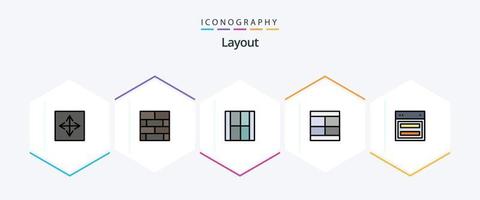 layout 25 pacote de ícones de linha preenchida, incluindo web. layout. estratégia. projeto. ilustração vetor