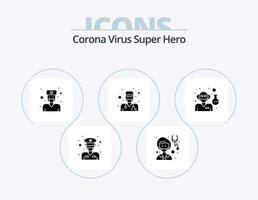 pacote de ícones de glifos de super-heróis de vírus corona 5 design de ícones. professor. macho. mulher. saúde. macho vetor