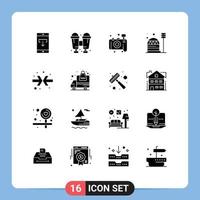 16 ícones criativos sinais modernos e símbolos de setas habitação cúpula de câmera colônia elementos de design de vetores editáveis