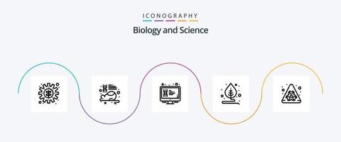 pacote de ícones da linha 5 de biologia, incluindo biológico. plantar. mostrar. motivação. tela vetor