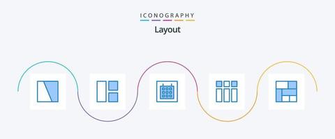 pacote de ícones de layout azul 5, incluindo seção. dourado. calendário. layout. quadro vetor