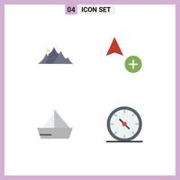 4 ícones criativos sinais modernos e símbolos de veículos de cópia de montanha de vela colina elementos de design de vetores editáveis