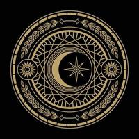 design de vetor de círculo mágico dourado misterioso