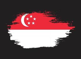 vetor de bandeira de modelo de traçado de pincel de pintura singapura