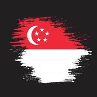 vetor de bandeira de singapura de traçado de pincel isolado