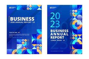 modelo de capa de relatório anual de negócios azul escuro gradiente vetor