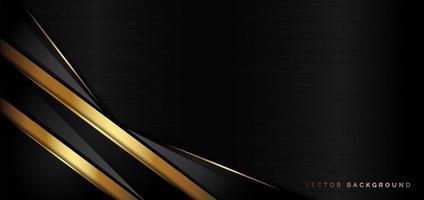 camada sobreposta de luxo modelo abstrato em fundo preto com linhas douradas brilhando. vetor