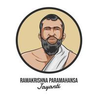 vetor ramakrishna paramahansa jayanti. rosto de ramakrishna paramahamsa