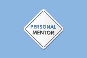 botão de texto de mentor pessoal. botões da web de rótulo de ícone de sinal de mentor pessoal vetor