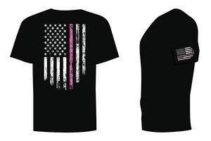 linha rosa fina com design de camiseta de bandeira angustiada vetor