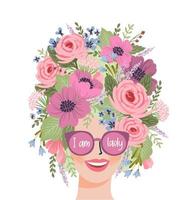 ilustração isolada de uma mulher com flores. conceito para o dia internacional da mulher e outros usos vetor