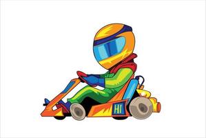 vetor de piloto de kart dos desenhos animados