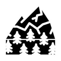 paisagem de montanha com ilustração de glifo vetorial de ícone de vegetação vetor