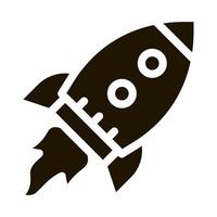 ícone de glifo de elemento ágil de nave espacial de foguete voador vetor