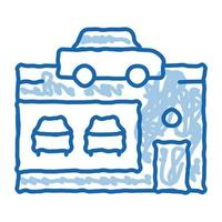 loja de revendedor de carros doodle ilustração desenhada à mão vetor