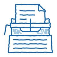 escritor máquina de escrever doodle ícone mão desenhada ilustração vetor