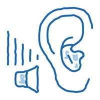 ícone de rabisco de audição ruim ilustração desenhada à mão vetor