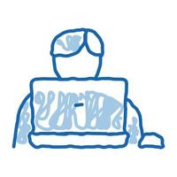 homem joga ícone de rabisco de laptop ilustração desenhada à mão vetor