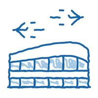 estação de construção do aeroporto doodle ícone ilustração desenhada à mão vetor