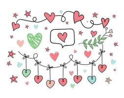 doodle vetor de flor de coração de amor
