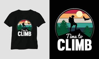 conceito de design de camiseta de escalada. projetado com montanha, silhueta, árvores e estilo vintage. vetor