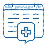 ícone de doodle de calendário de visita hospitalar ilustração desenhada à mão vetor